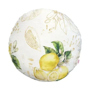 Hochwertige runde Kissenhülle ca. 40 cm Ø 100% Baumwolle Zitronen-Design beties "Italy Collection"
