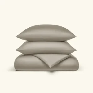 Bio - Baumwolle Bettwäsche Set Taupe 135x200 cm 80x80 cm