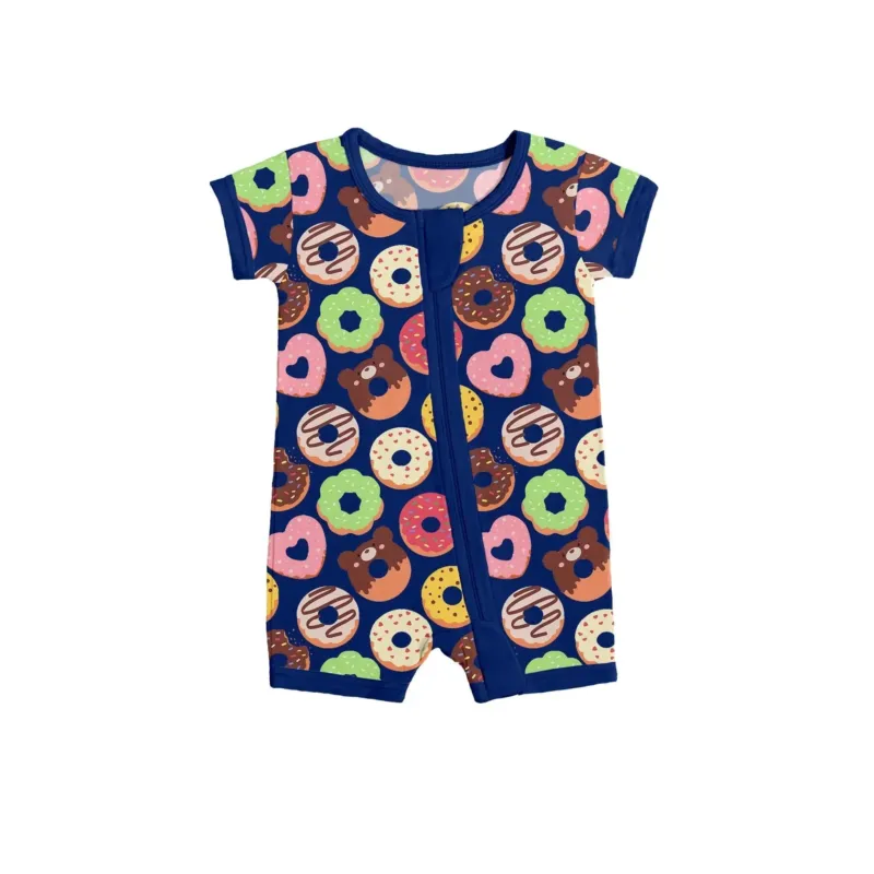 Blue Donut Fantasy Shorty Zippered Romper , Blue Donut Fantasy Shorty Zippered Romper - 0-3M