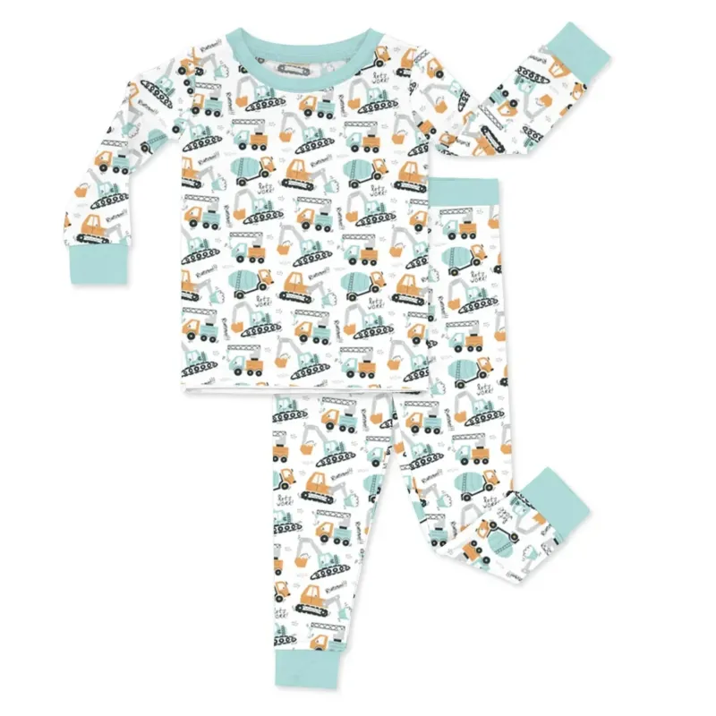 Boho Construction Vehicle Two Piece Pajama Set , Boho Construction Vehicle Two Piece Pajama Set - 12-18M