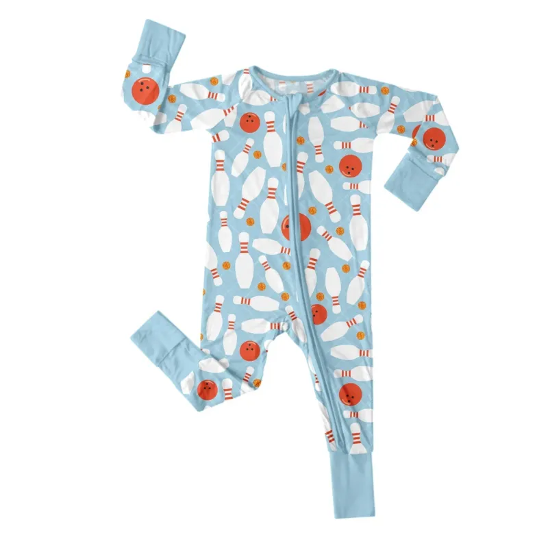 Bowling Convertible Zippered Romper , Bowling Convertible Zippered Romper - Newborn