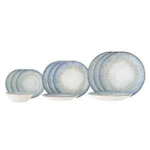 Modernes Geschirrset Arolyn, Blau, Steingut (Set aus 3x4 Teilen)