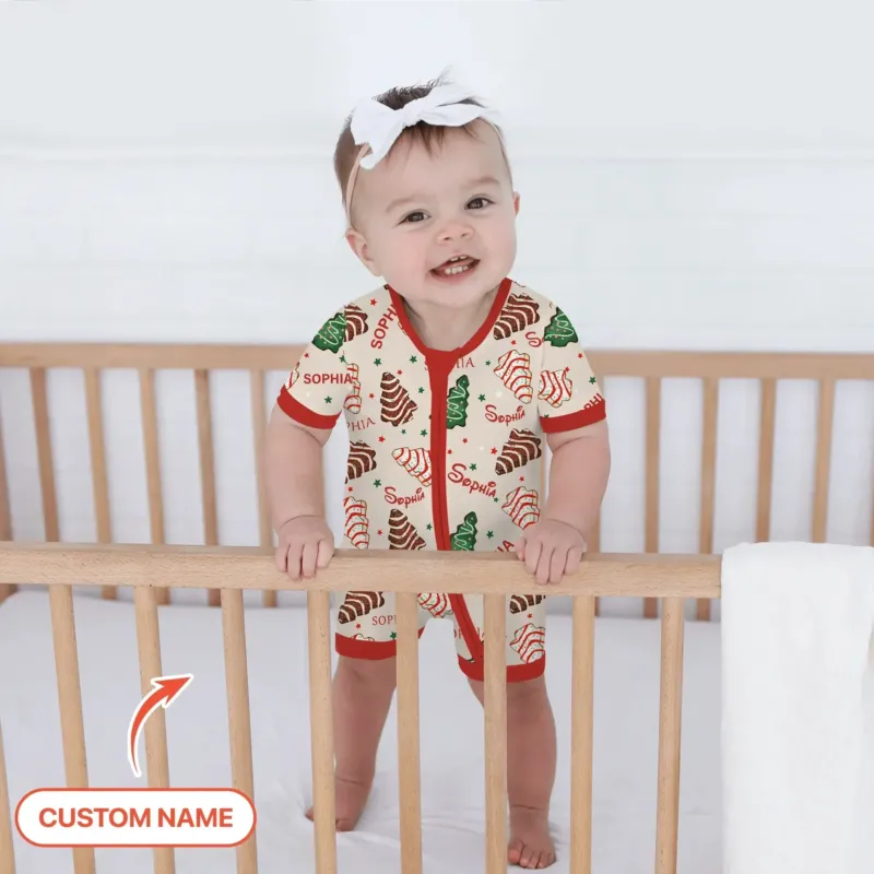 Christmas Tree Cake Custom Name Shorty Zippy , Christmas Tree Cake Custom Name Shorty Zippy - 0-3M