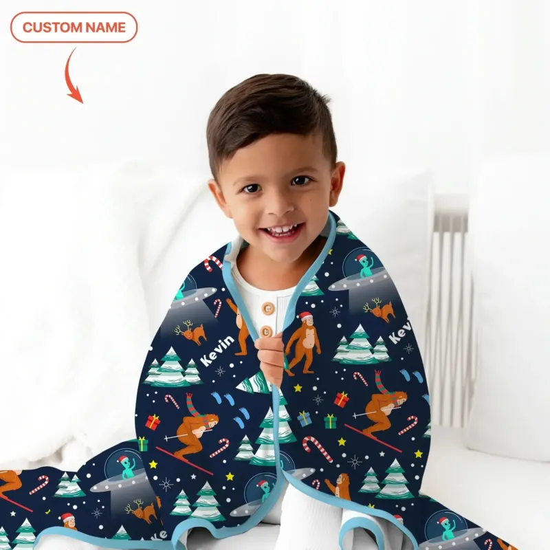 Custom Christmas Bigfoot Toddler Blanket , Custom Christmas Bigfoot Toddler Blanket - Default Title