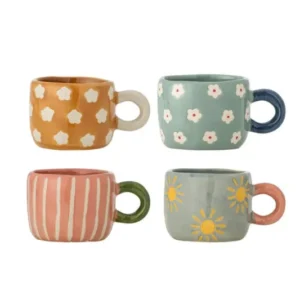 Tassen-Set Leni – Handbemaltes Steingut (4er-Set)