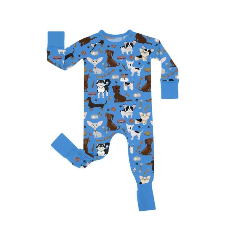 Dapper Dogs Crescent Zippered Romper , Dapper Dogs Crescent Zippered Romper - Newborn
