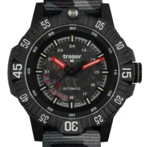 Traser P99 Herrenarmbanduhr, schwarze Automatik-Uhr mit Silikonband und leuchtenden Markierungen