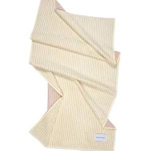 Butter yellow and pink striped organic cotton terry towel