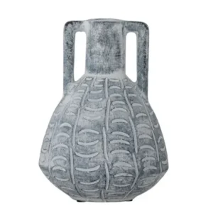 Vase "Gresto" - graue Keramikvase mit Muster