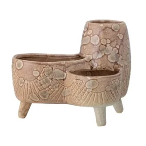Blumentopf Elsin – Dreibeiniges Steingutdesign in Naturton