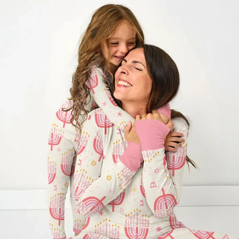 Hannukkah Menorah Family Matching Women Pajama Set , Hannukkah Menorah Family Matching Women Pajama Set - Only Shirt / S