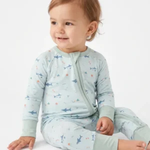 Little Ocean Swimmers Bamboo Convertible Zipper Romper
