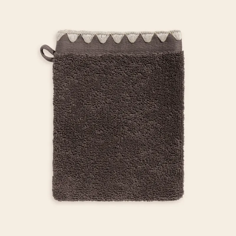 Gant de toilette NERYDA brun cendré et beige