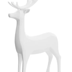 Glossy White Resin Deer Standing