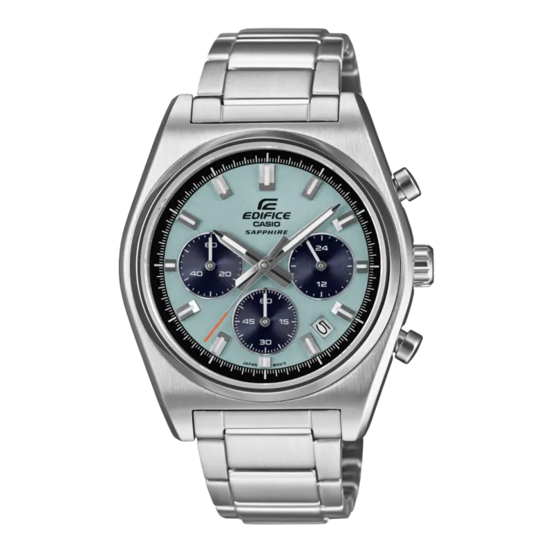 Casio Edifice Herren-Chronograph: Edelstahlarmband, Saphirglas, blaues Zifferblatt, Chrono-Subdials