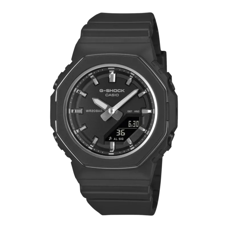 Casio G-Shock Damenarmbanduhr mit schwarzem Resinband und Ana-Digi Zifferblatt
