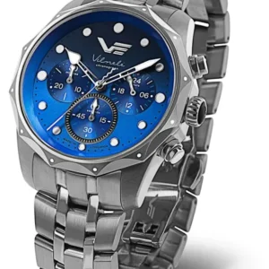 Damenuhr mit blauem Zifferblatt und Edelstahlarmband, sportliches Design