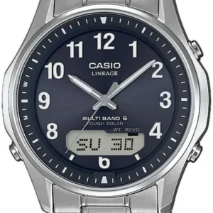 Casio Herrenuhr mit analogem Zifferblatt in Dunkelblau und Metallarmband
