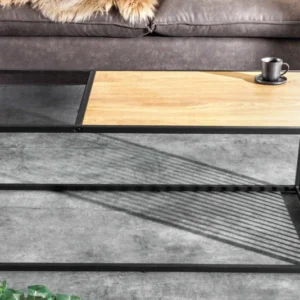ARCHITECTURE Design Couchtisch 100cm schwarz Wildeiche Rauchglas Metall