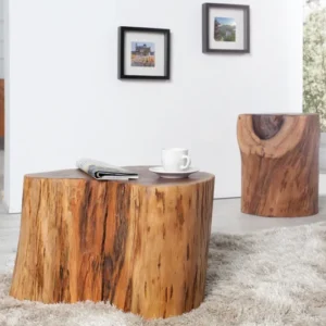 GOA Massiver Couchtisch 50cm Akazie Baumstamm Hocker Beistelltisch