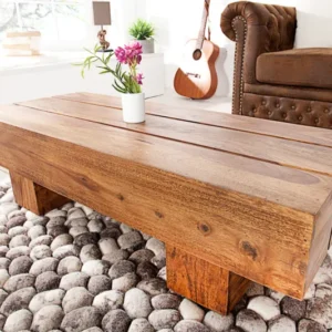 BOLT Massivholz Design Couchtisch 100cm Sheesham stone finish