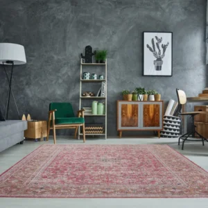 OLD MARRAKESCH Orientalischer Baumwoll-Teppich 240x160cm rot antik florales Muster