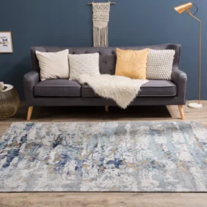 ABSTRAKT Design Teppich 240x160cm blau Baumwolle
