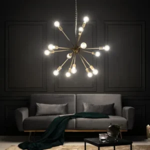 Elegante Hängelampe SPUTNIK 87cm gold mit 14 Leuchtarmen