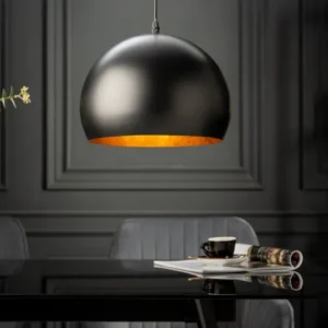 BLACK GOLDEN BALL Elegante Hängelampe 30cm schwarz mit Blattgoldoptik