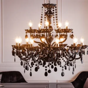 Design Kronleuchter BLACK CRYSTAL XL 80cm schwarz Acryl 15-armig Lüster