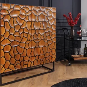 Massivholz Highboard VULCANO 120cm Mangoholz handmade Metallgestell