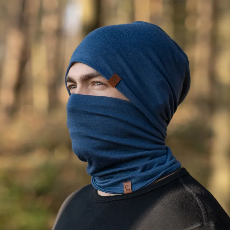 menique Men's Merino Beanie and Gaiter Set Denim