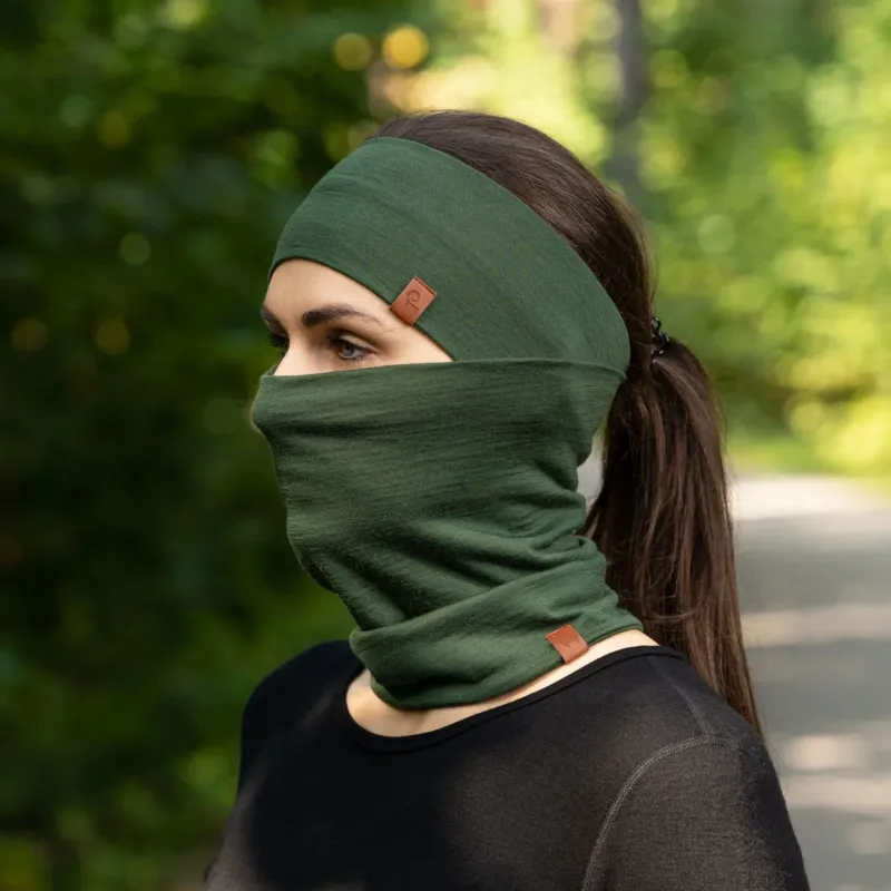Women's Headband and Gaiter Set Dark Green