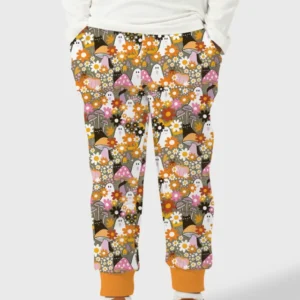 Retro Ghost Mushroom Floral Halloween Bamboo Jogger