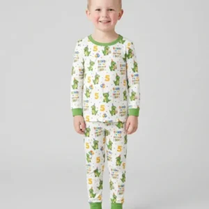 Personalized Dinosaur Birthday Boy Bamboo Two Piece Long Sleeve Pajama Set