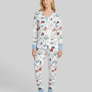 The North Pole Map Bamboo Women Pajama Set