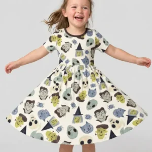 Halloween Face Bamboo Twirl Dress