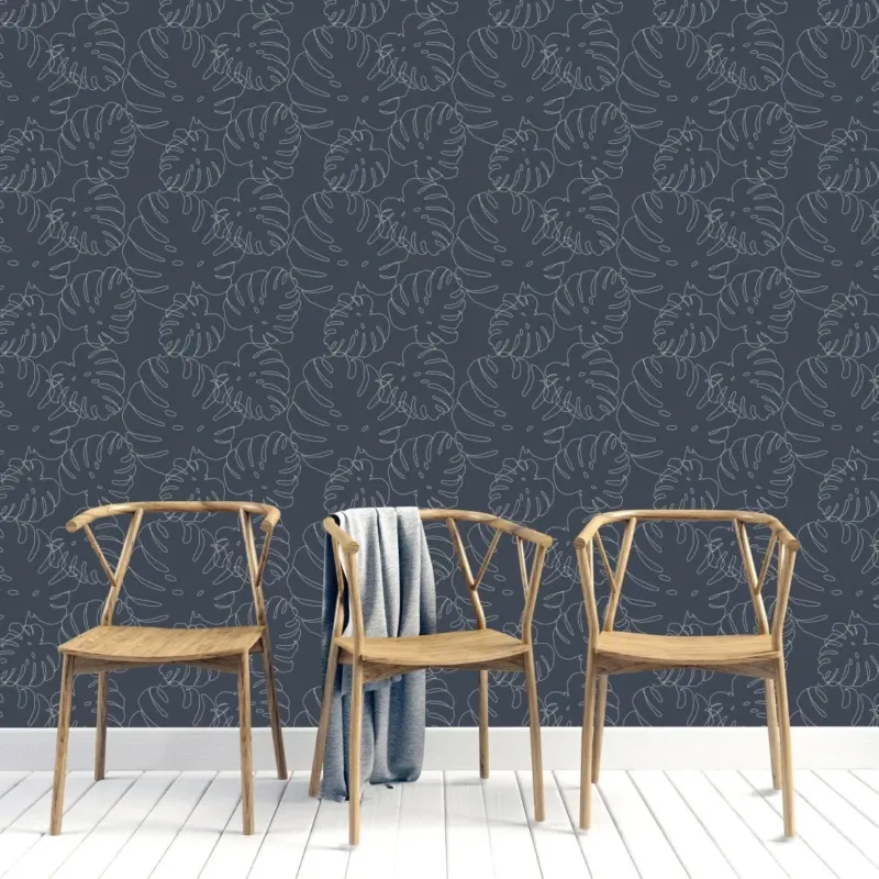 MUNKS & ME - Papier Peint Chambre Enfant à Motif Répété - Elle Monstera | Marine