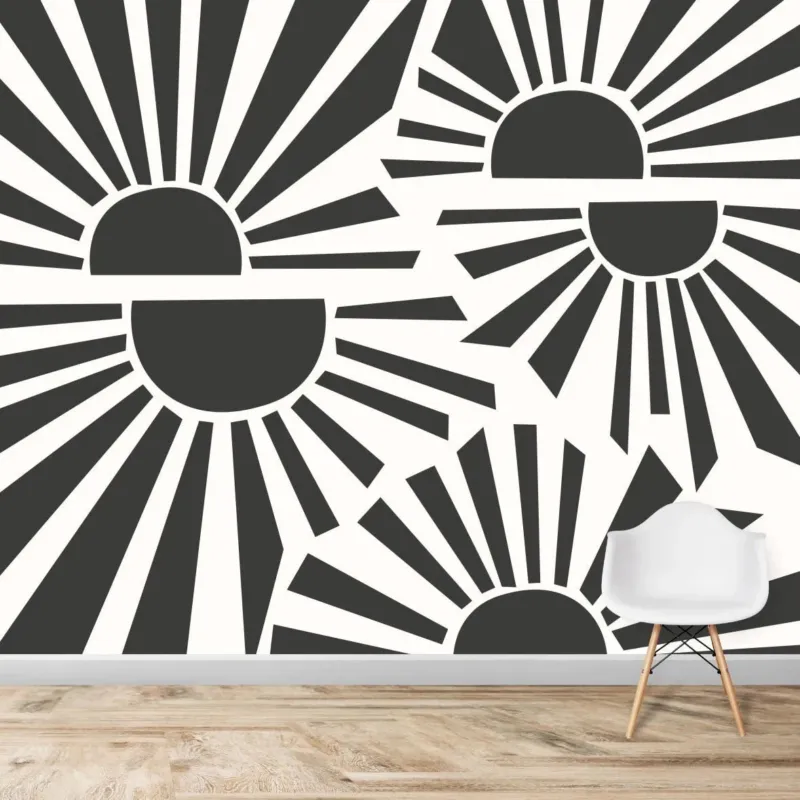 MUNKS & ME - Papier Peint Chambre Enfant à Motif Répété - Sunbeams | Charbon
