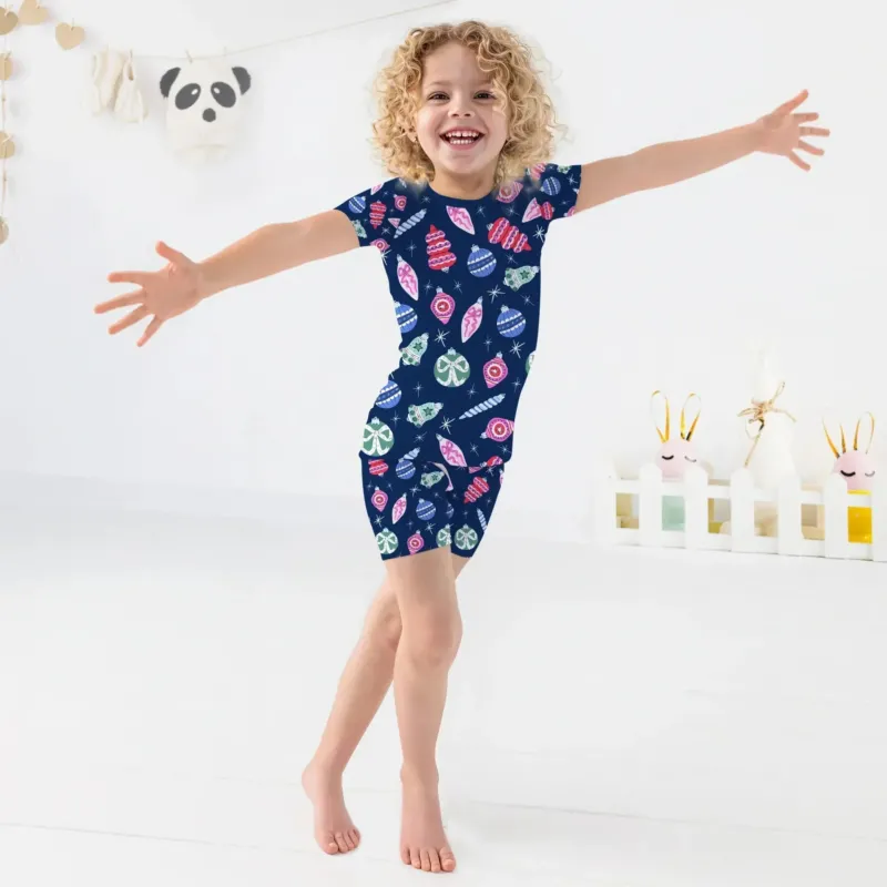 Ornaments Party Two Piece Short Sleeve Shorts Pajama Set , Ornaments Party Two Piece Short Sleeve Shorts Pajama Set - 12-18M