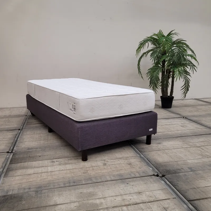 Boxspringbett 90x210 Lila Stoff Inklusive Matratze Einzelbett Bett Gebraucht