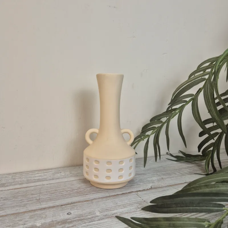 Boltze Home Cimera Vase Creme/Weiß Keramik Mit Griffen Deko
