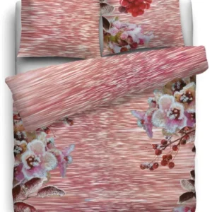 HnL Satin Bettwäsche Roxy Blumen Muster Rose 135x200 cm + 80x80 cm