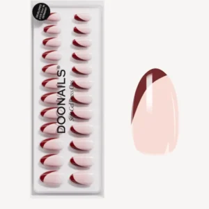 Red Slate French Short Almond Soft Gel Press Ons - Doonails