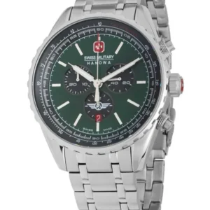 Herren-Chronograph mit grünem Zifferblatt, Tachymeter-Lünette und Edelstahlband