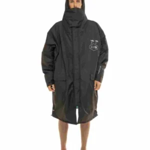 Veste de change imperméable Storm Vest noire et turquoise de face avec fermeture éclair et logo ALL-IN