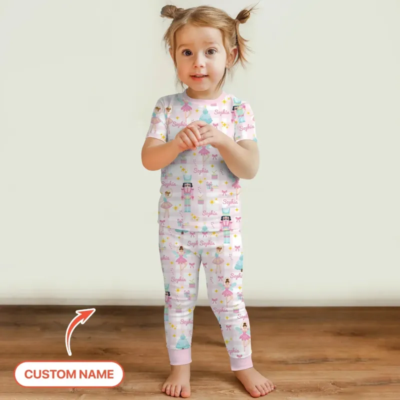 The Nutcracker Dreams Custom Name Two Piece Short Sleeve Pajama Set , The Nutcracker Dreams Custom Name Two Piece Short Sleeve Pajama Set - 12-18M