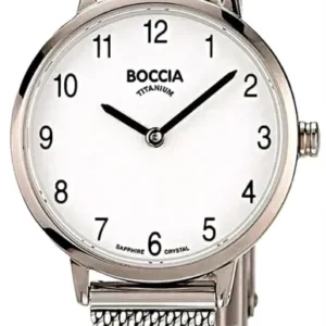 Boccia Damenuhr mit silbernem Mesh-Armband und rundem Zifferblatt mit Indexen