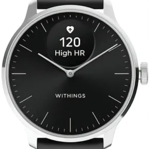 Withings ScanWatch Unisex-Uhr mit schwarzem Zifferblatt und schwarzem Silikonarmband